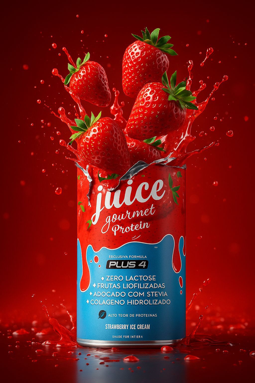 Juice Gourmet Protein Morango - Vitaminar (450gr)