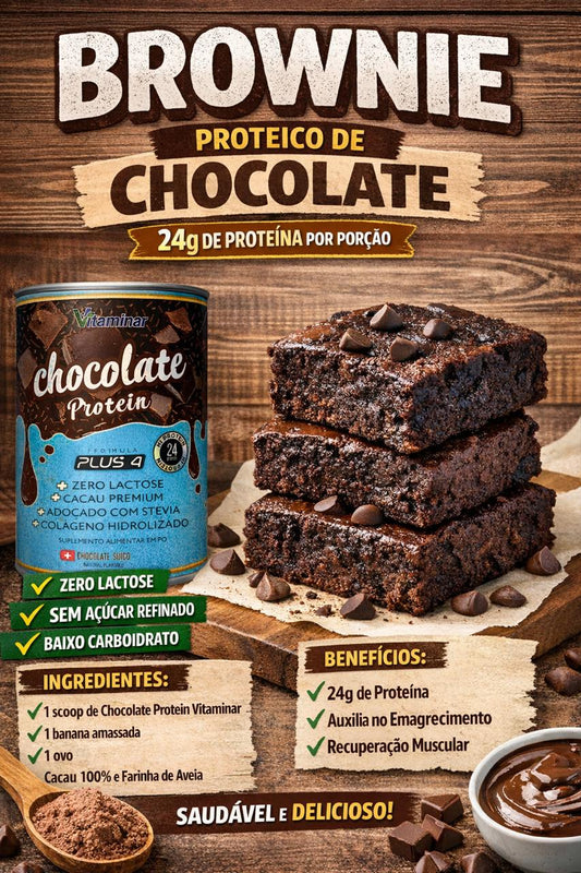 Brownie Proteico de Chocolate com 24g de Proteína – Saudável, Sem Lactose e Irresistível