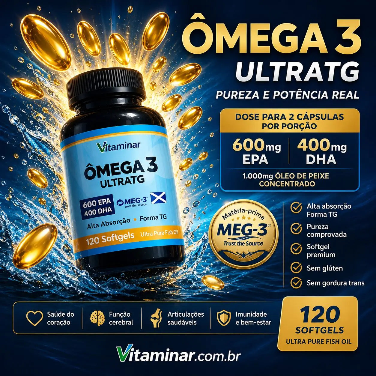 Omega 3 Ultra TG - Vitaminar (120caps) VITAMINAR
