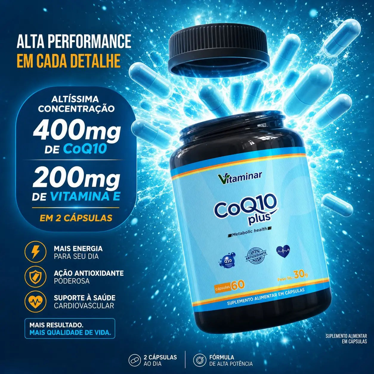 COENZIMA Q10 PLUS – 60 CAPS – VITAMINAR – COQ-10 VITAMINAR