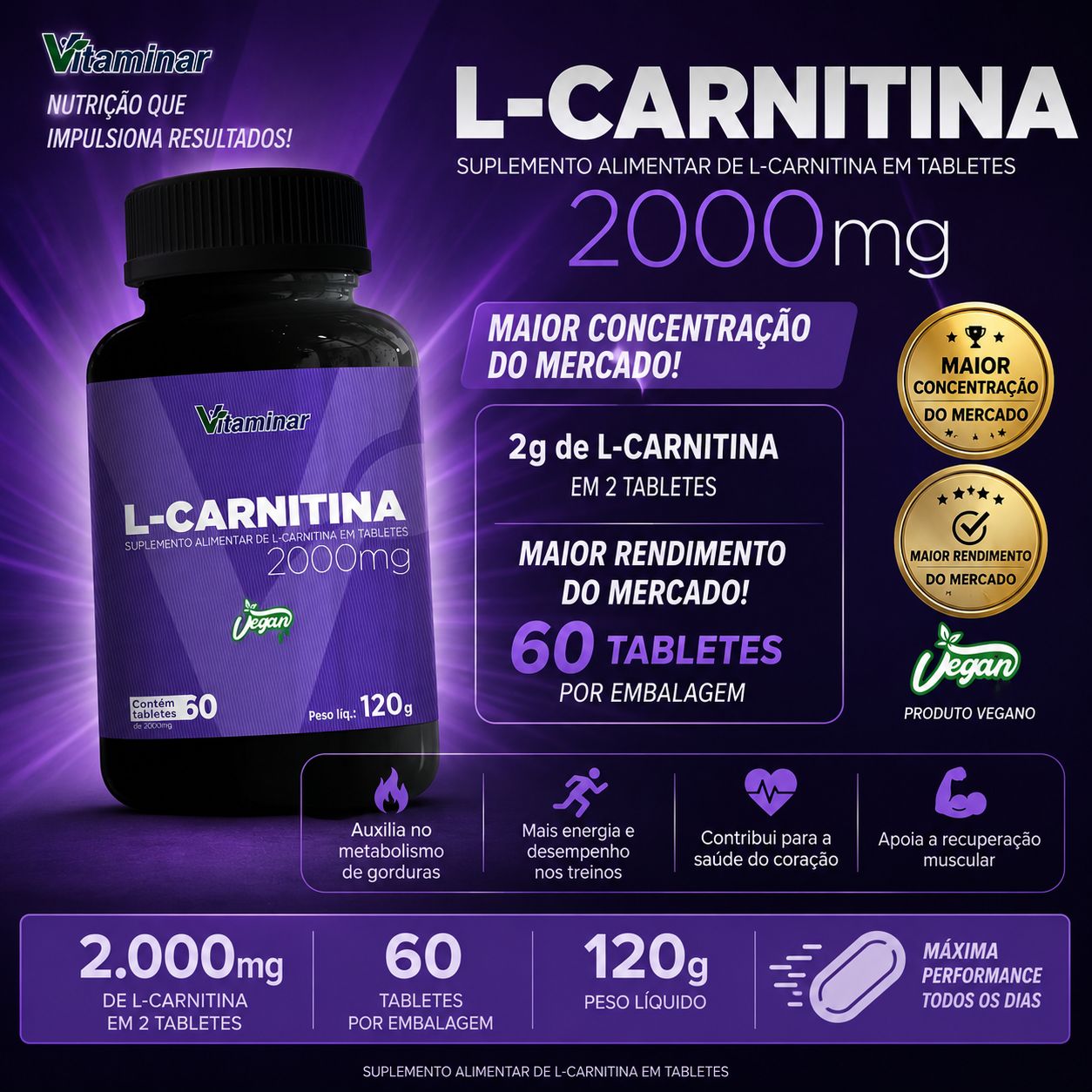 L-CARNITINA 2000MG – VITAMINAR VITAMINAR