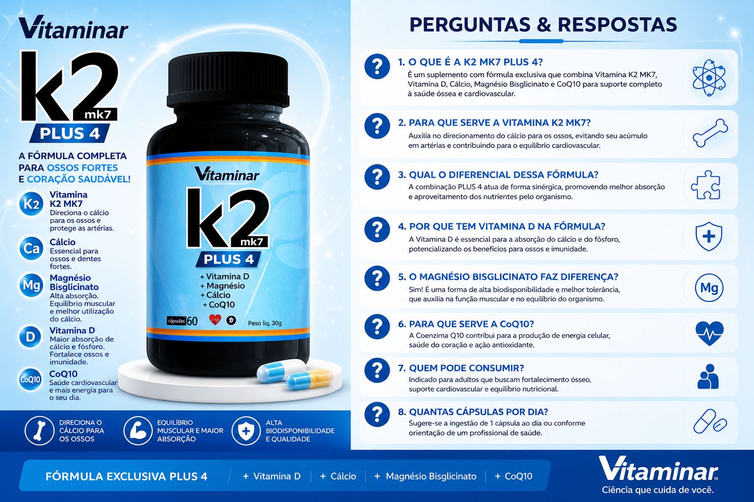 Vitamina K2 Mk7 60 Caps - Vitaminar VITAMINAR