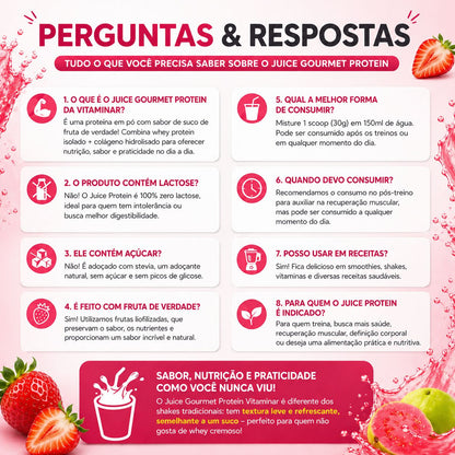 Juice Gourmet Protein Morango - Vitaminar (450gr) VITAMINAR