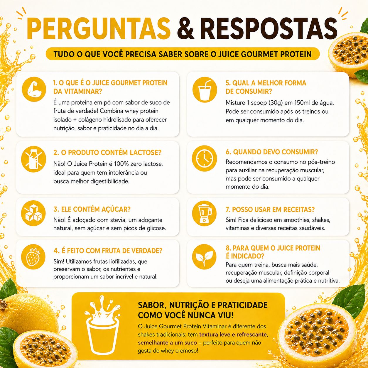 Juice Gourmet Protein Maracuja - Vitaminar (450gr)