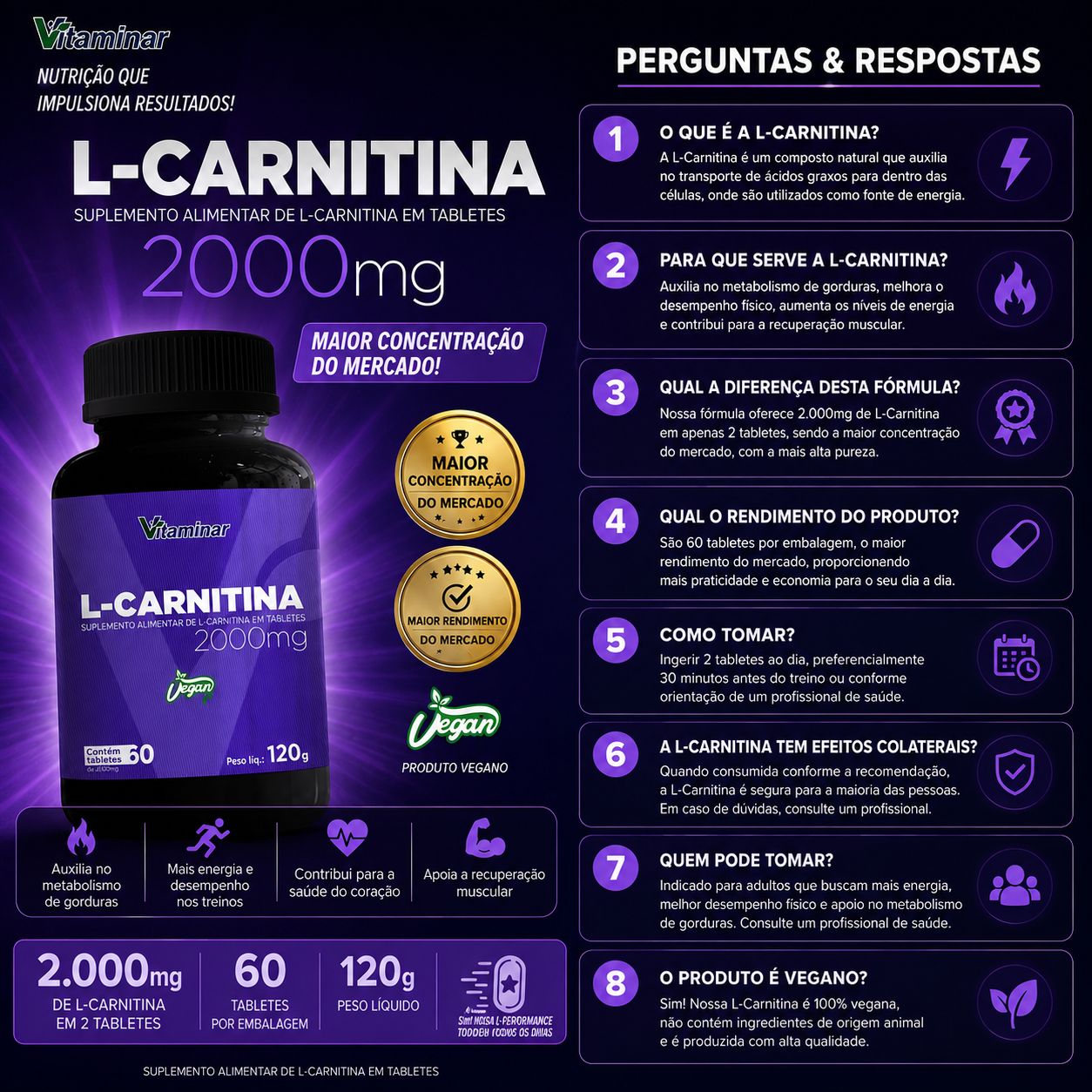 L-CARNITINA 2000MG – VITAMINAR VITAMINAR