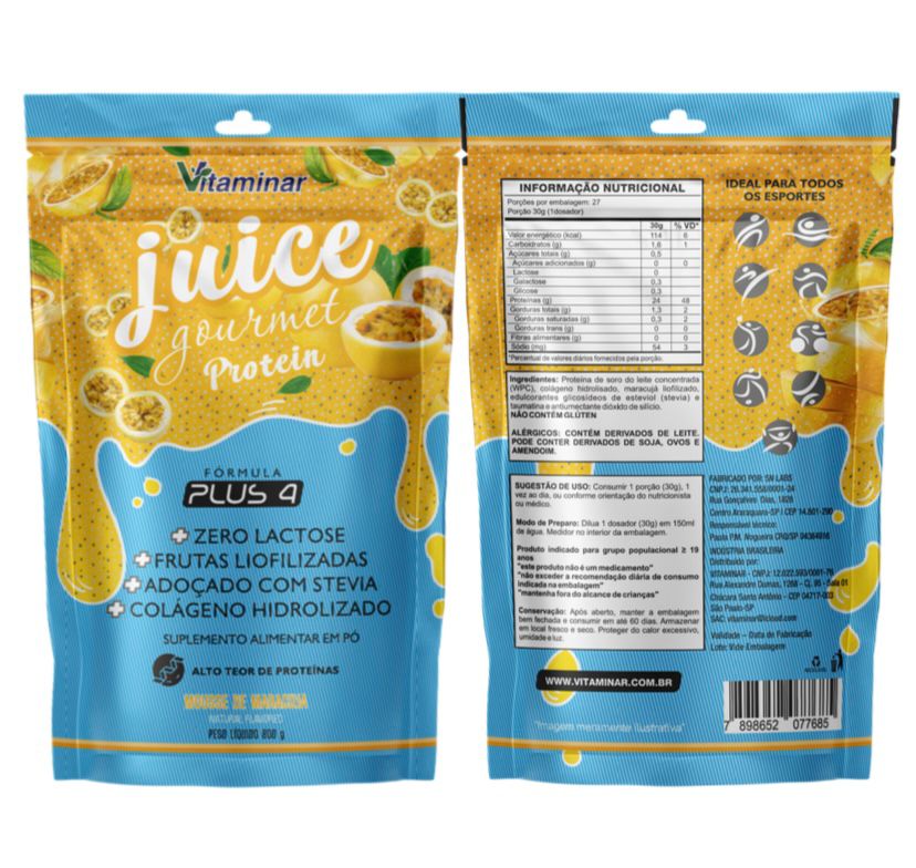 Juice Gourmet Protein Maracuja 30g - Vitaminar
