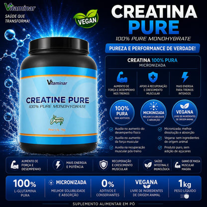 Creatina Pura 1kg Vegan - Vitaminar