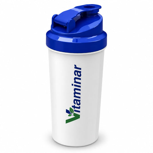 Coqueteleira Branca e Azul - Vitaminar 600ml