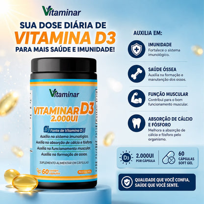 Vitaminar D3 2000ui Sofgel 60 caps Grupo Vitaminar®