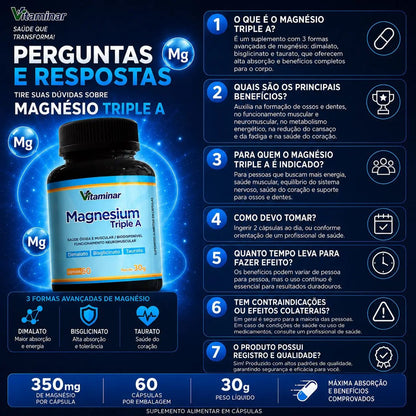 Magnesium Triple A 60 Caps – Vitaminar VITAMINAR