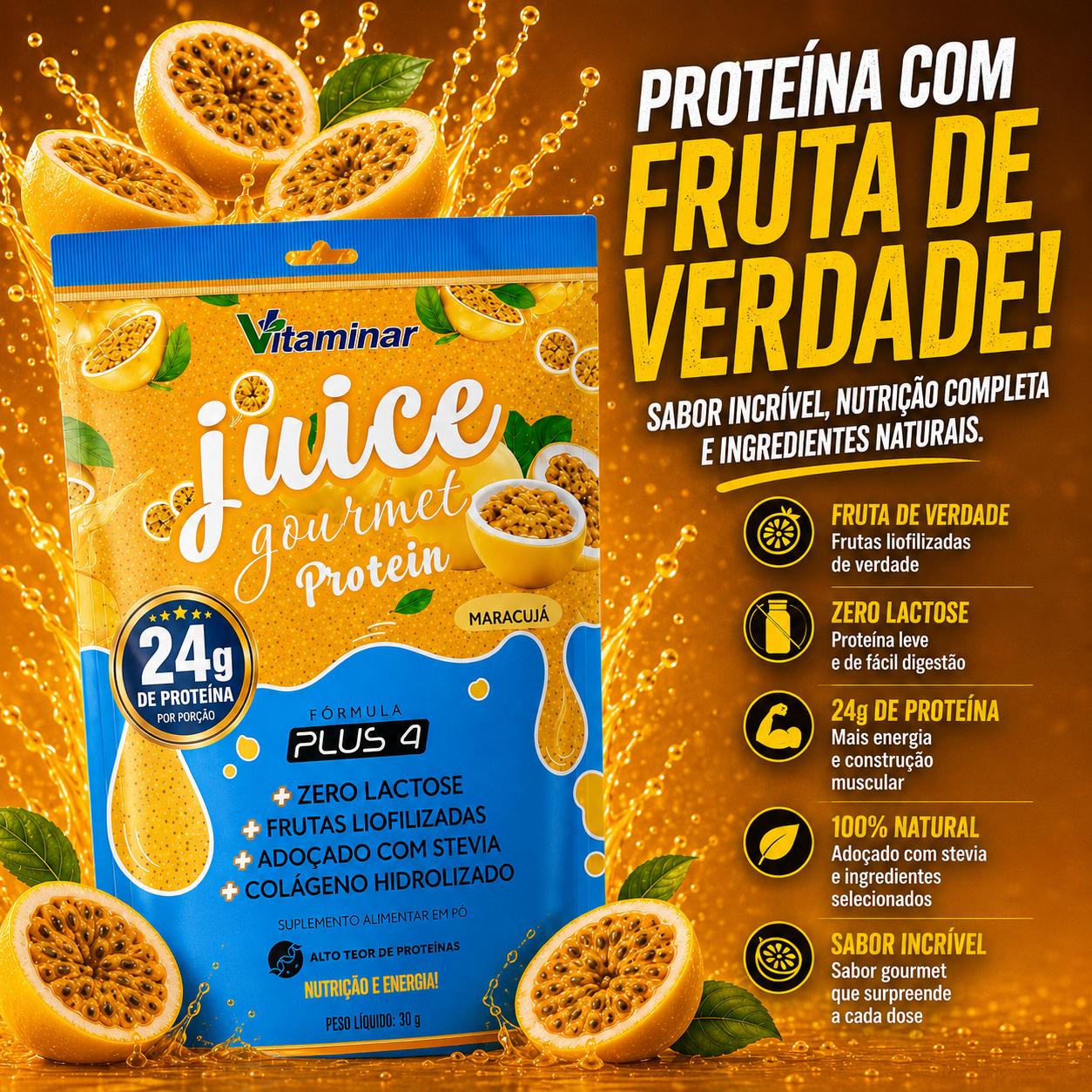 Juice Gourmet Protein Maracuja 30g - Vitaminar