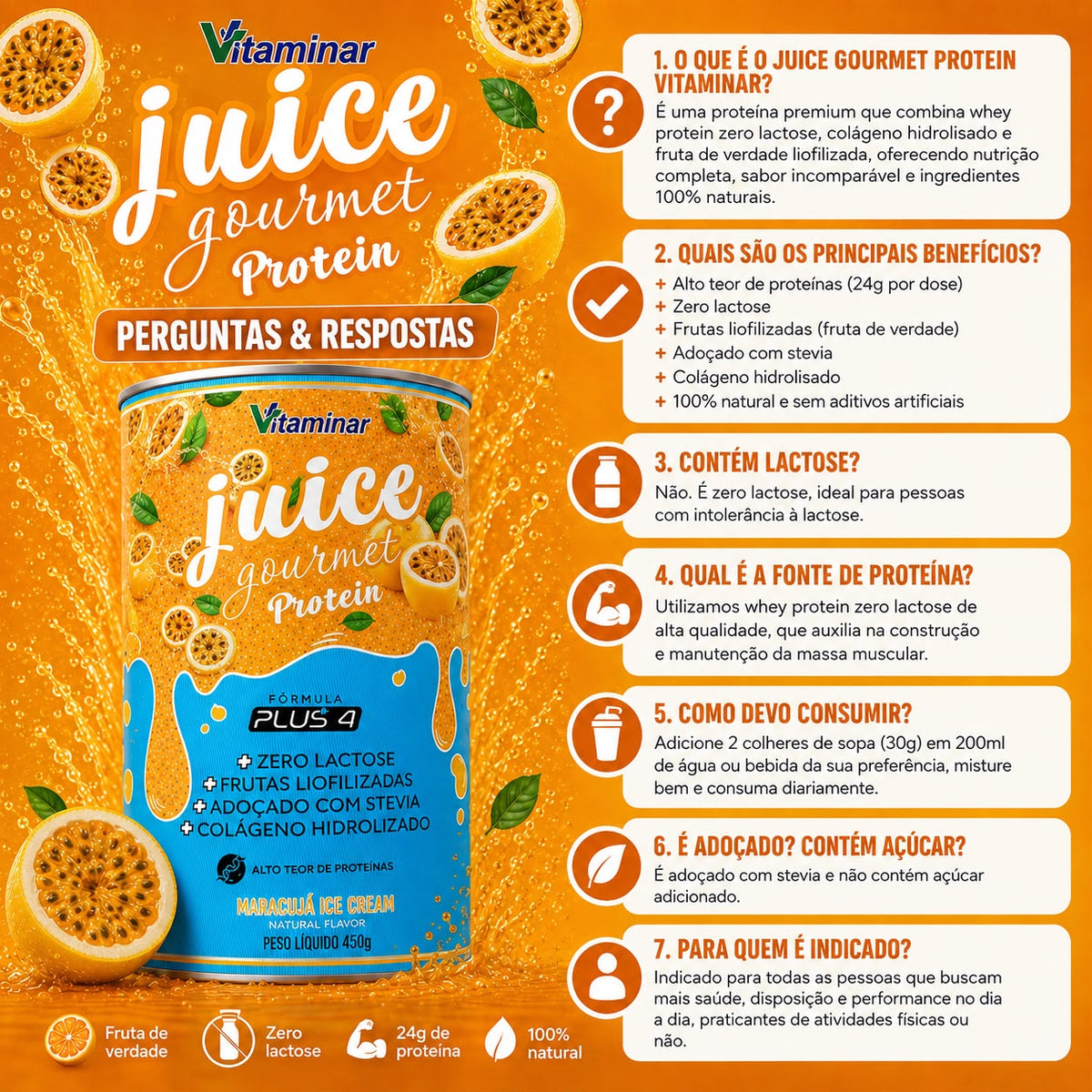 Juice Gourmet Protein Maracuja - Vitaminar (450gr) VITAMINAR
