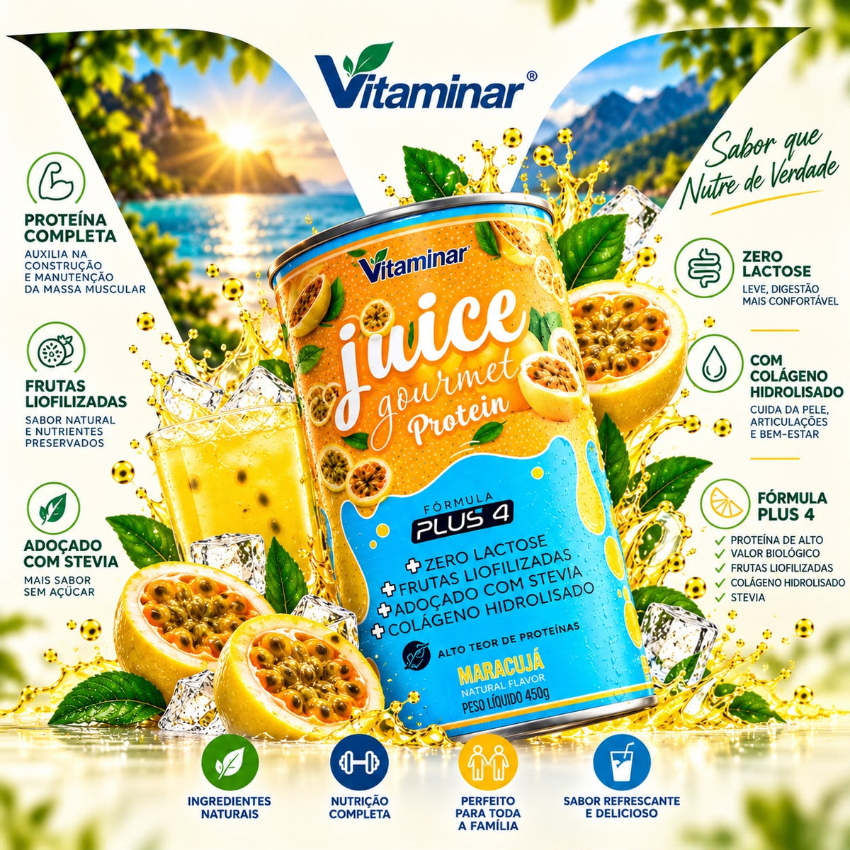 Juice Gourmet Protein Maracuja - Vitaminar (450gr) VITAMINAR