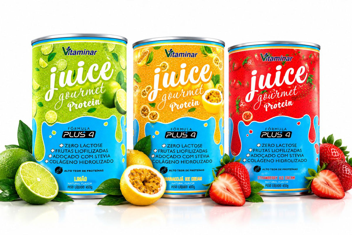 Kit Juice Gourmet Protein Vitaminar Morango + Maracujá | 24g Proteína | Zero Lactose Grupo Vitaminar®