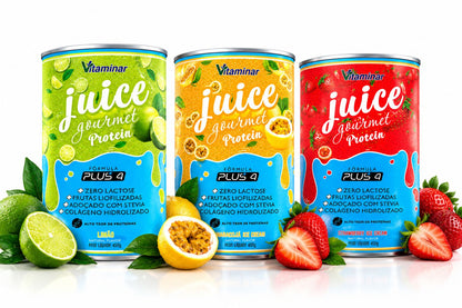 Kit Juice Gourmet Protein Vitaminar Morango + Maracujá | 24g Proteína | Zero Lactose Grupo Vitaminar®