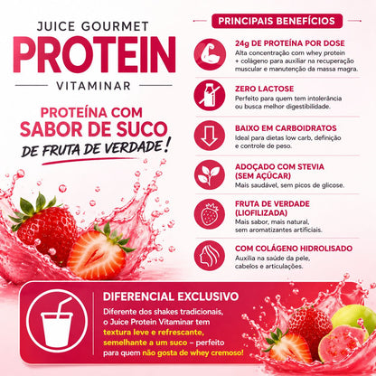 Juice Gourmet Protein Morango - Vitaminar (450gr) VITAMINAR